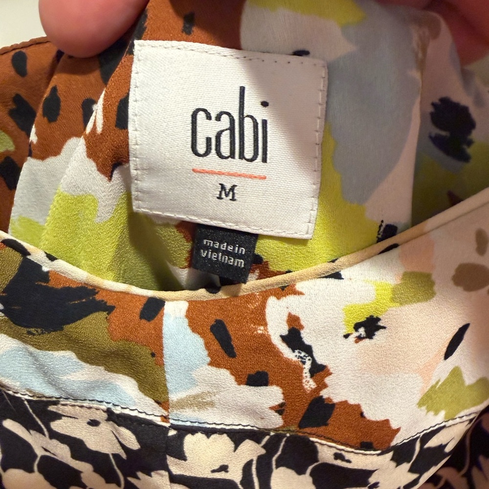 CAbi Black & Cream Floral Strapless Mini Dress with Color-Block Trim - Picture 5 of 8